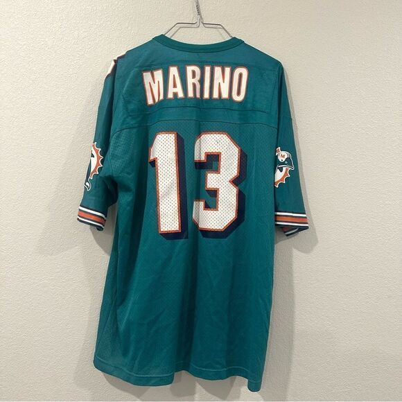 VINTAGE DAN MARINO #13 MIAMI DOLPHINS 1990s CHAMPION NFL JERSEY ADULT 44 LARGE - Picture 1 of 11